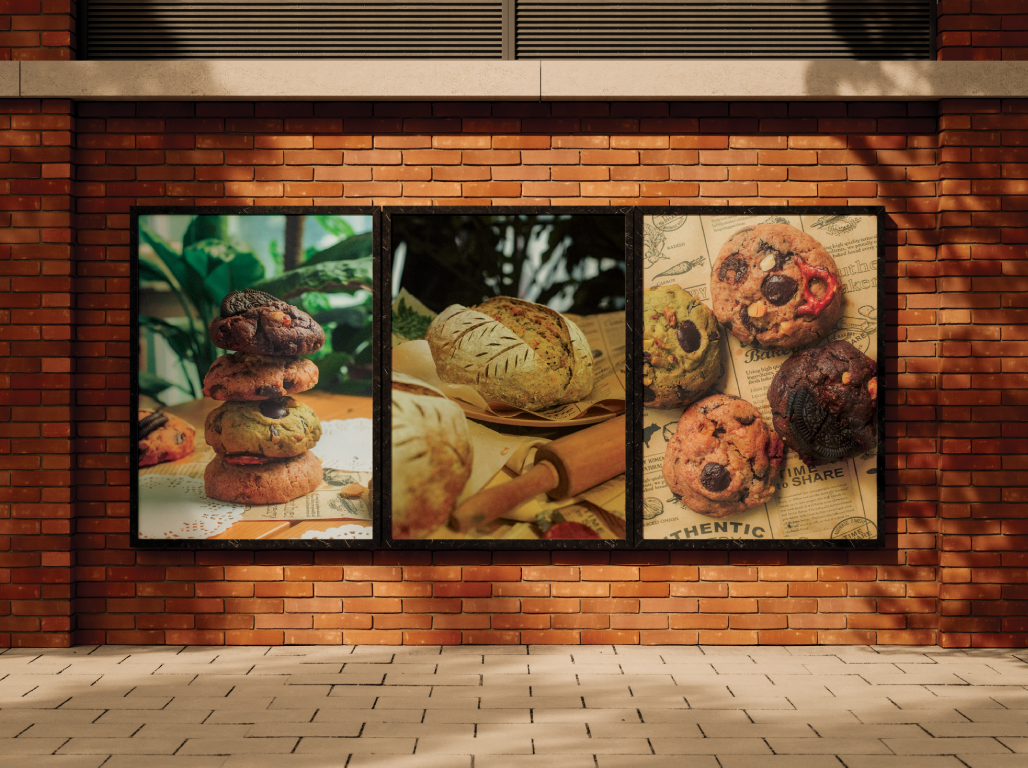 pastries on display wall